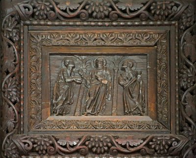 Tafel von der Tür aus dem 5. Jahrhundert: Christus mit zwei Jüngern von Unknown